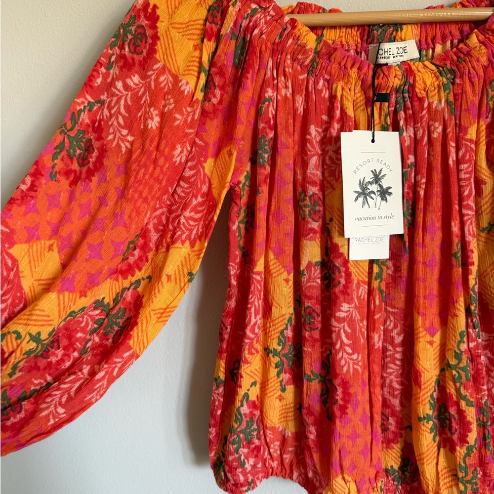 NWT Rachel Zoe Tropical Off Shoulder Blouse - Picture 3 of 8